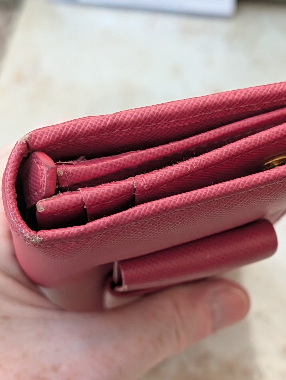 Prada Pink Saffiano Leather Bow Continental Wallet with COA EUC - Picture 5 of 11